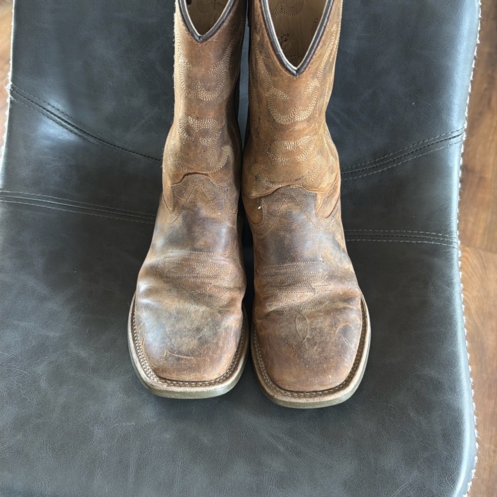 Old West Brown Tan Leather Kids Cowboy Boots